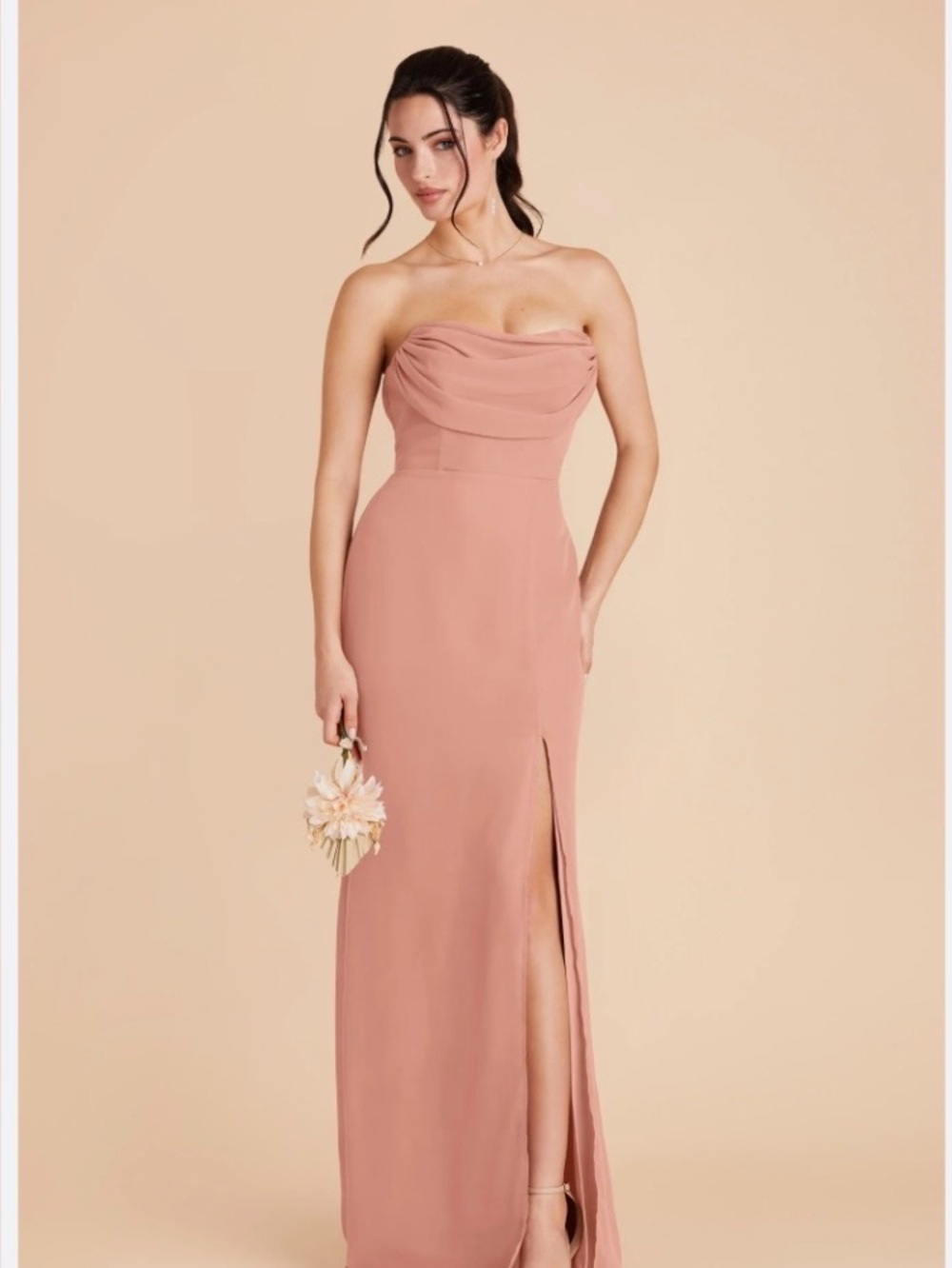 Birdy Grey Dusty Rose Cowl Neck Maxi Bridesmaid Dress NWT Size Small